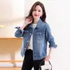 Tiroteo real, disponible en stock, chaqueta vaquera estilo Hong Kong para mujer, versión coreana, top casual para figuras petite, chaqueta vaquera estilo universitario y jeans