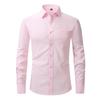 Camisa Elástica Tamanho Americano Amazon Masculina Casual de Negócios Manga Longa Slim Fit Profissional Vestuário Comércio Exterior Forro