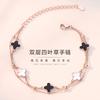 Pulsera de Plata Esterlina s925 Trébol Cinco Flores para mujer estilo coreano simple pulsera de ágata doble capa oro rosa joyería para novias