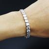 Pulseira Tennis Quadrada de Zircônia Europeia e Americana Produto Novo Transfronteiriço para Homens e Mulheres Zircônia Quadrada Linha Única Diamante Hip Hop Pulseira Tendência
