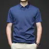 2023 jinammonia drapeo sin costuras seda de hielo polo Camiseta de cuello para hombre de verano joven y de mediana edad casual de negocios de manga corta