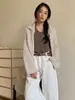 Camiseta larga elegante de manga larga estilo coreano Du Xiaozhai para mujer, otoño e invierno, corte holgado, cuello redondo, versátil, adelgazante, top básico