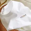 Camiseta de Manga Corta 100% Algodón Puro de Xinjiang para Hombres y Mujeres, Corte Regular en los Hombros, Camiseta Base Blanca Tendencia Nacional, Estilo Ins, Top Holgado de Manga Media para Verano