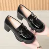 Zapatos Mocasín Gruesos de una Pieza al por Mayor para Mujer, Adecuados para Combinar con Faldas, Zapatos de Tacón Alto para Mujer, Zapatos de Cuero Versátiles para Primavera y Otoño, Zapatos de Vestir de Mujer