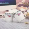 Taza de Cerámica Taza de Café con Asa Taza de Té Kung Fu Porcelana de Hueso Resistente al Calor Taza para Beber Casera Taza de Té con Flores Taza de Leche Taza Creativa