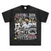 Camiseta de manga corta estampada Hueng-Min estilo retro americano transfronterizo, sudadera con capucha de cuello redondo de alta resistencia lavada vintage