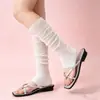 Calcetines hasta la pantorrilla con ribete de encaje, calcetines de ballet de estilo ins de nicho de moda, combinados con zapatos de cuero adelgazantes, calcetines largos transpirables de tacón medio