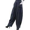 Calça Jeans Wide Leg Bordada Vintage Feminina Primavera e Outono 2025 Nova Chegada Cintura Elástica Cadarço Jeans Calças Versáteis Femininas