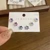 Joyería de Diamantes con Flor de Ciruelo Brillante de Nuevo Estilo, Diseño Geométrico Irregular Simple, Sensación de Lujo Ligero y Gama Alta, Múltiples Estilos de Aretes
