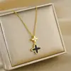Colar Minimalista Coreano e Japonês Tendência Estilo Ins em Aço Titânio para Mulheres, Pingente de Trevo de Quatro Folhas Cravejado com Zircônia, Acessório DIY, Gargantilha de Luxo Leve