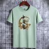 Nova camiseta de algodão de manga curta masculina casual para todos os jogos, camiseta de estudante com gola redonda e manga curta, camiseta da moda com dragão chinês