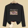 Camiseta de manga comprida para meninas, novo estilo outono/inverno, segunda pele infantil, gola alta meia-lua de veludo alemão, blusa macia escovada para meninas pequenas