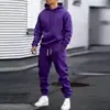 Conjunto de sudadera con capucha para hombre, nuevo, de otoño e invierno, transfronterizo 2025, conjunto deportivo casual de dos piezas de color liso