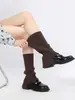 Aquecedores de Perna de Lã Grossa para Outono e Inverno para Mulheres, Meias para Panturrilha Color-Blocking, Estilo Lolita, Cinza, Meias Largas Quentes e Versáteis