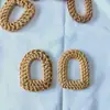 Xu Artesano tejido a mano geométrico festivo ins vintage exagerado ratán orejera arqueada pendientes accesorios de joyería colgante