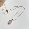 Kasht Plata S925 Corea del Sur Estilo Coreano Moda Elegante Cadena Cuerpo Oval Cristal Natural Hermoso Collar Collar para Mujeres