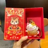 Novo Chaveiro de Gato da Sorte em Couro Cartoon, Pingente de Chaveiro de Bolsa Atrai-Dinheiro, Presente de Ano Novo Atacado