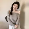 Camiseta Base de Manga Larga Asimétrica de un Hombro de Moda para Mujer, Nuevo Estilo Corto Ajustado Otoño e Invierno, Suéter Único y Adelgazante con Tirantes