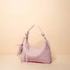 Bolso de Hombro de Cuero de Vaca de Primera Capa Personalizado de Fábrica Togo para Mujer, Bolso Cruzado de Gran Capacidad, Bolso de Mano Simple y Elegante con Forma de Empanadilla para Mujer