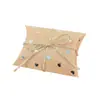 Caixa de doces para casamento Papel Kraft estampagem caixa travesseiro caixa de doces retro europeia caixa de doces criativa caixa de presente atacado