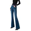 Jeans de microcampana de tiro alto elásticos en cuatro direcciones para mujer, ajustados, estilo retro, levanta glúteos, adelgazantes y que alargan la figura, nuevo modelo otoño 2026