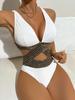 2025 Europa y Estados Unidos comercio exterior transfronterizo Amazon tendencia estampado cuello halter sexy bikini unido encaje aguas termales