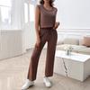 Di Yun Transfronterizo Europa y América Vacaciones de Ocio Ajustado Manga Corta Traje de Pantalón Ropa de Mujer Primavera/Verano 2025 Estación Independiente de Amazon