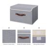 Caja de Almacenamiento con Tapa Asa de Cuero PU Tablero de Plástico PP Plegable Tela de Algodón Lino Almacenamiento para Armario