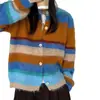 Roupas Femininas Roupas Femininas Coreanas Dongdaemun Alta Qualidade Outono Nova Chegada Bloqueio de Cores Dopamina Listras Cardigan de Malha Escovada Doce