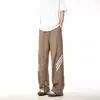 Pantalones Casuales de Paracaidista de Tres Barras Estilo Americano para Hombre Otoño Delgados de Secado Rápido Transpirables Holgados Pantalones de Carga Pantalones Casuales Rectos