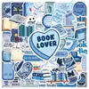 50 adesivos de grafite azuis confortáveis para amantes de livros, adesivos decorativos à prova d'água para garrafas de água e computadores, adesivos criativos para amantes de livros no atacado