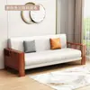 Novo Sofá de Tecido com Braços de Madeira Maciça Estilo Chinês Sala de Estar Novo Moderno Simples Estudo Descanso Recepção Escritório de Alto Padrão
