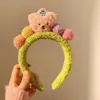 Otoño e invierno nuevo lindo oso cabeza felpa diadema para el pelo máscara para mujer maquillaje lavado de cara coleta de pelo diadema tocado
