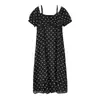Vestido Polka Dot Estilo Hepburn Feminino Plus Size Inno 2026 Verão Afunilado na Cintura Emagrecedor Elegante Longo 254771