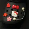 Lindo Moño de Niña Cadena de Perlas de Gato Kt Compatible con Charms para Zapatos tipo Clogs Accesorios Decorativos Desmontables