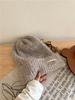 Circunferencia de cabeza grande gris cachemira lana lana gorro de mujer invierno cálido cara pequeña gorro de punto versátil gorro de pila frío