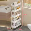 Prateleira de Armazenamento Traseira para Porta de Banheiro Armário de Armazenamento de Chão para Espaço Estreito no Banheiro Carrinho Pequeno Multicamadas Ultrafino para Espaço do Vaso Sanitário