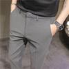 Pantalones Casuales Básicos de Color Sólido para Hombre, de Largo Tobillo, Corte Ajustado, Textura Elástica, Pantalones Occidentales de 9 Puntos para Hombre