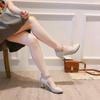 2025 Nuevo Otoño Versátil Ropa de Trabajo Punta Redonda Correa con Hebilla de Una Línea Abrigo Tacón Grueso Sexy Tacones Altos Bajos