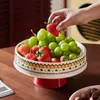 Bandeja de Frutas Secas para Sala de Estar de Año Nuevo, Bocadillos, Frutas, Cacahuates, Dulcero de Mesa de Café de Alta Gama, Frutero Alto Estilo Fair Isle
