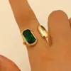 Anillo Cuadrado Europeo y Americano Transfronterizo Colorido de Zircón para Mujer Lujo Accesible Gama Alta Estilo Ins Pulsera de Anillo Abierto de Cobre Venta al por Mayor