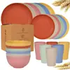 Conjunto de Tigelas e Pratos Transfronteiriços Palha de Trigo Tigela Doméstica Copo Prato Talheres Portáteis Prato de Jantar Prato de Copo Tigela de Arroz