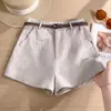 Shorts de Lino Tencel Estilo Old Money Personalizados para Mujer Verano 2026 Nuevos de Cintura Alta Adelgazantes Hot Pants Casual Versátil