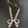 ¡Hada Gigante! Collar Gargantilla Pequeña Bombilla Tejida a Mano Estilo Francés, Cadena para Suéter con Lazo, Cadena para Clavícula, Pulsera
