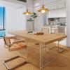 Mesa de jantar suspensa em madeira maciça moderna minimalista para casa pequeno apartamento estilo madeira de grão médio-antigo placa de rocha acrílica mesa de jantar