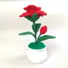 Flores Tejidas a Crochet, Flores Artificiales de Cuatro Estaciones, Adornos para Plantas en Maceta, Escritorio Mueble de TV, Decoración del Hogar