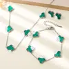 Conjunto Popular de Joias de Aço Inoxidável Transfronteiriço: Conjunto de Colar, Pulseira e Brincos, Conjunto de Trevo de Quatro Folhas de Aço Titânio, Acessórios de Joias