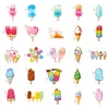 50 Nuevas Pegatinas de Verano Transfronterizas de Paleta de Hielo Postre Helado Fácil de Rasgar con Asa Pequeña para Decoración de Diario