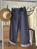 De alto nível! Linha de alta qualidade! Loja vermelha 599! Calça jeans cropped reta estampada, de tecido tubular importado, para mulheres