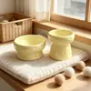 Popular Tazón Cerámico para Mascotas con Temática de Queso, Tazón Elevado para Gatos, Tazón para Comida de Perros y Gatos que Protege el Cuello, Tazón Estético para Alimentación de Mascotas